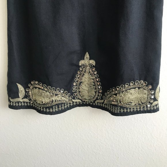 FP Free People Black and Gold Paisley Sequin Mini Dress Size 0 - Picture 3 of 8